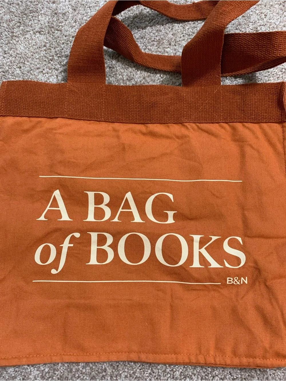 Lot Of 2 Barnes & Noble Tote Bags Rust Burnt Orange Bag Of Books (1 New)